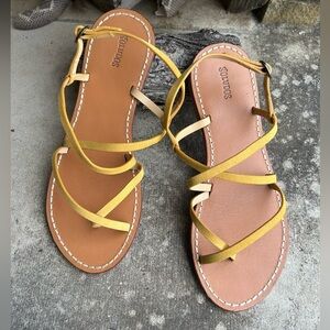 Soludos Zoe Anthropologie flat leather Strappy Sandals Sz-8. O